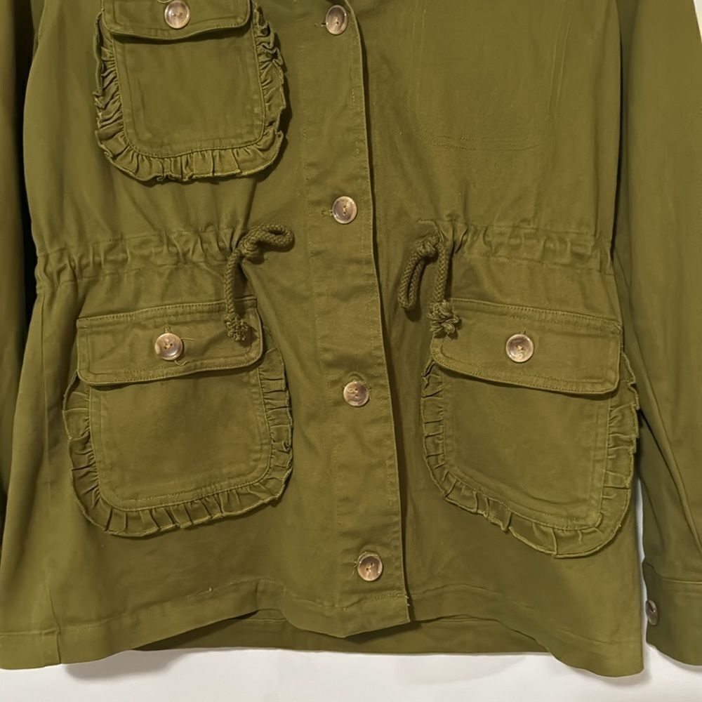 Evy’s Tree Cargo Green Ruffle Utility Jacket M - Picture 4 of 6